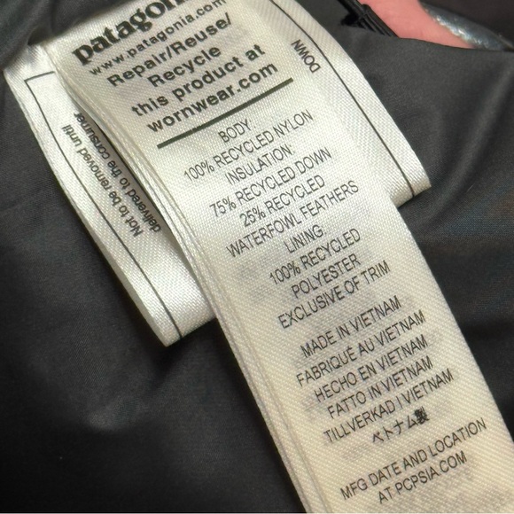 Patagonia Women’s Downdrift Jacket Black Puffy Coat Size XL NEW - Picture 10 of 10